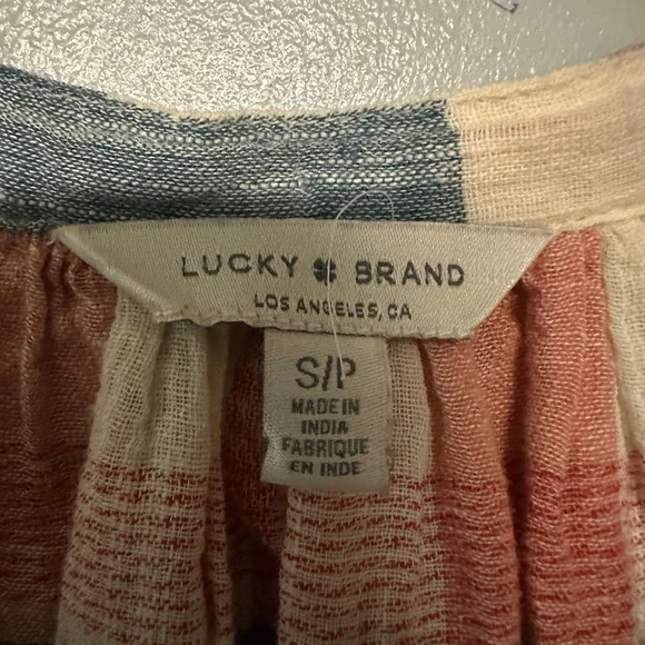 Lucky Brand Plaid button front dress babydoll Size small petite cotton/linen - Picture 2 of 10